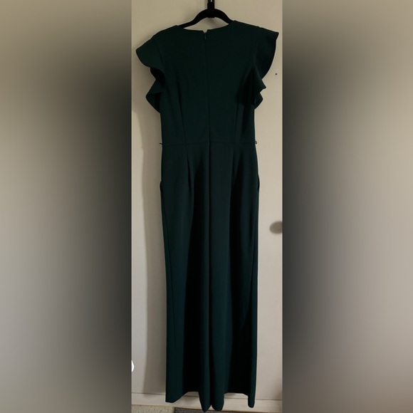 Calvin Klein Hunter Green Flutter Ruffle Jumpsuit Size 6 - Picture 5 of 12